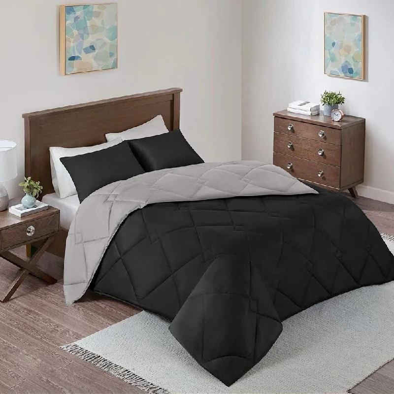 Recycled polyester blankets for an eco - conscious optionRecycled polyester blankets for an eco - conscious option3pc Full/Queen Reversible Comforter Set Casual Geometric Black Recycled polyester blankets for an eco - conscious optionRecycled polyester blankets for an eco - conscious option3pc Full/Queen Reversible Comforter Set Casual Geometric Black