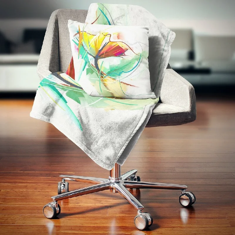 Queen - size blankets for standard - sized bedsQueen - size blankets for standard - sized bedsDesignart 'Still Life of Yellow Red Color Flower' Floral Throw Blanket