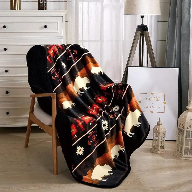 Microfiber blankets that are durable and easy to care forMicrofiber blankets that are durable and easy to care for50" x 60" Rustic Bison Sherpa Throw Black