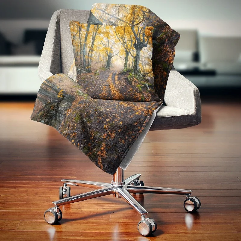 Rayon from bamboo blankets for a silky and breathable feelRayon from bamboo blankets for a silky and breathable feelDesignart 'Dark Yellow Old Forest in Fog' Landscape Photography Throw Blanket Rayon from bamboo blankets for a silky and breathable feelRayon from bamboo blankets for a silky and breathable feelDesignart 'Dark Yellow Old Forest in Fog' Landscape Photography Throw Blanket