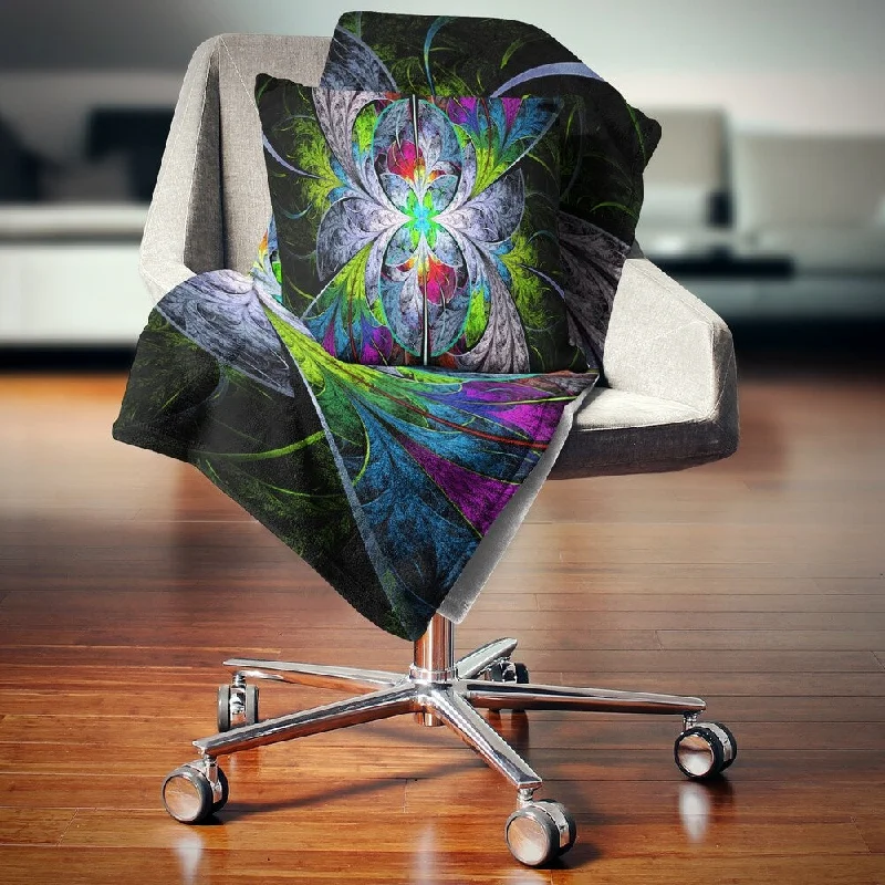 King - size blankets to cover large beds comfortablyKing - size blankets to cover large beds comfortablyDesignart 'Multi Color Fractal Stained Glass' Abstract Throw Blanket