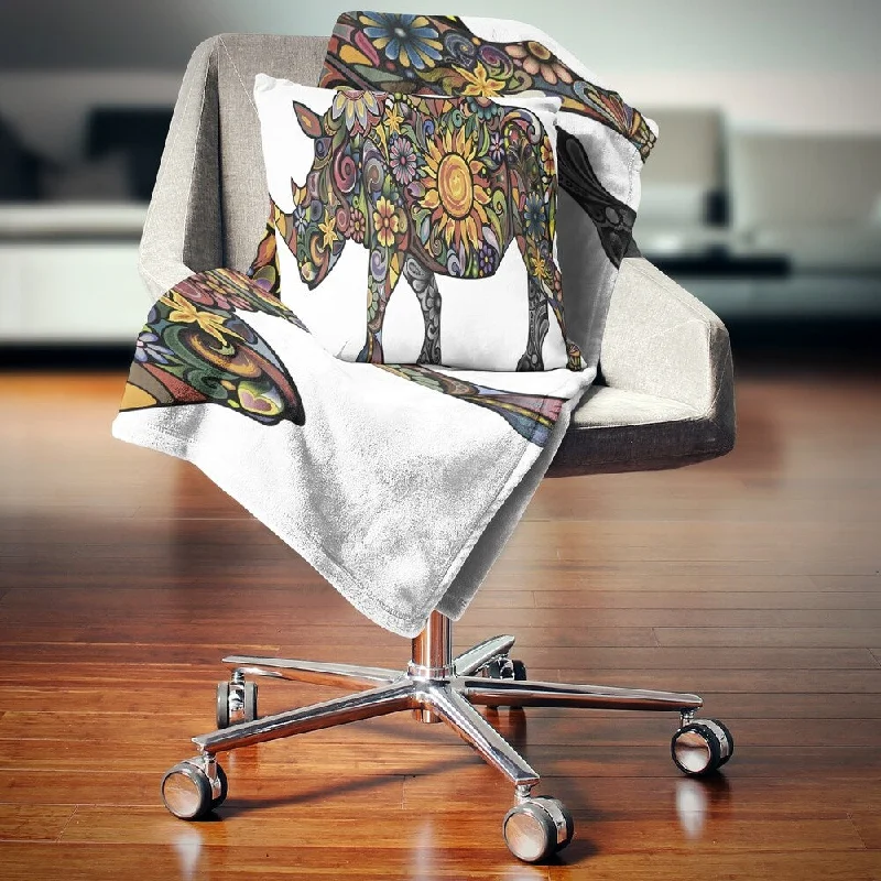 Recycled polyester blankets for an eco - conscious optionRecycled polyester blankets for an eco - conscious optionDesignart 'Cheerful Rhinoceros on White' Animal Throw Blanket Recycled polyester blankets for an eco - conscious optionRecycled polyester blankets for an eco - conscious optionDesignart 'Cheerful Rhinoceros on White' Animal Throw Blanket