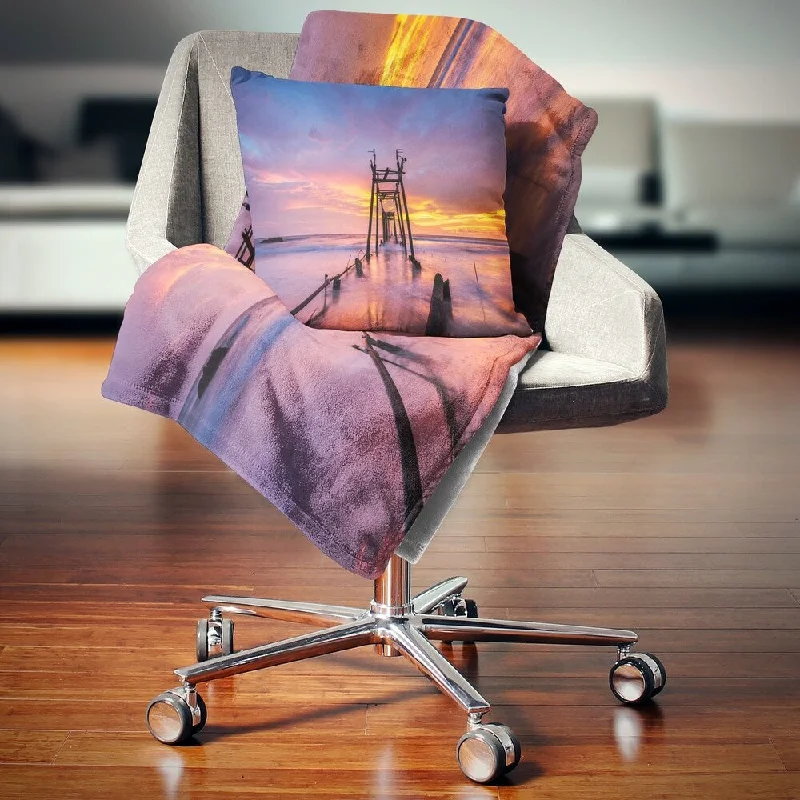Microfiber blankets that are durable and easy to care forMicrofiber blankets that are durable and easy to care forDesignart 'Broken Wooden Bridge at Sunset' Pier Seascape Throw Blanket