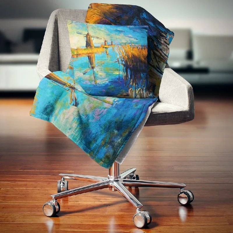 Rayon from bamboo blankets for a silky and breathable feelRayon from bamboo blankets for a silky and breathable feelDesignart 'Windmills with Sky and Water' Landscape Fleece Throw Blanket Rayon from bamboo blankets for a silky and breathable feelRayon from bamboo blankets for a silky and breathable feelDesignart 'Windmills with Sky and Water' Landscape Fleece Throw Blanket
