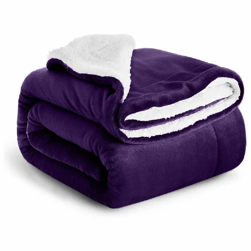 Recycled polyester blankets for an eco - conscious optionRecycled polyester blankets for an eco - conscious option50" x 60" 400 Gsm Throws Sherpa Fleece Blanket Reversible Purple Recycled polyester blankets for an eco - conscious optionRecycled polyester blankets for an eco - conscious option50" x 60" 400 Gsm Throws Sherpa Fleece Blanket Reversible Purple