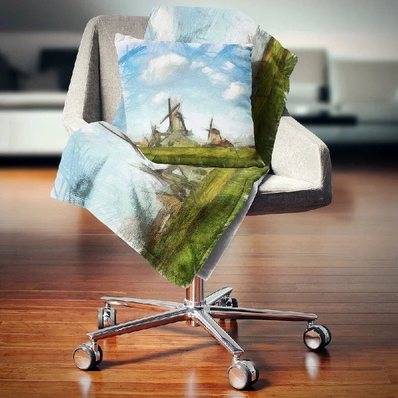 Queen - size blankets for standard - sized bedsQueen - size blankets for standard - sized bedsDesignart 'Watercolor Windmill in Netherlands' Landscape Fleece Throw Blanket Queen - size blankets for standard - sized bedsQueen - size blankets for standard - sized bedsDesignart 'Watercolor Windmill in Netherlands' Landscape Fleece Throw Blanket