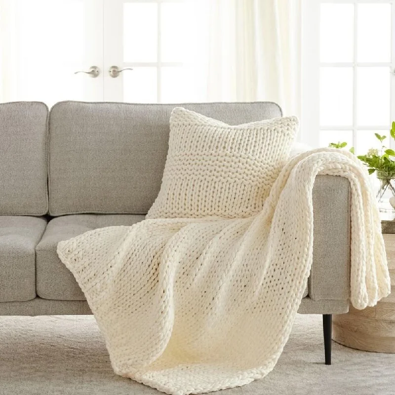 Rayon from bamboo blankets for a silky and breathable feelRayon from bamboo blankets for a silky and breathable feel47" x 59" Chunky Throw Blanket and Decor Pillow Bundle Ivory Rayon from bamboo blankets for a silky and breathable feelRayon from bamboo blankets for a silky and breathable feel47" x 59" Chunky Throw Blanket and Decor Pillow Bundle Ivory