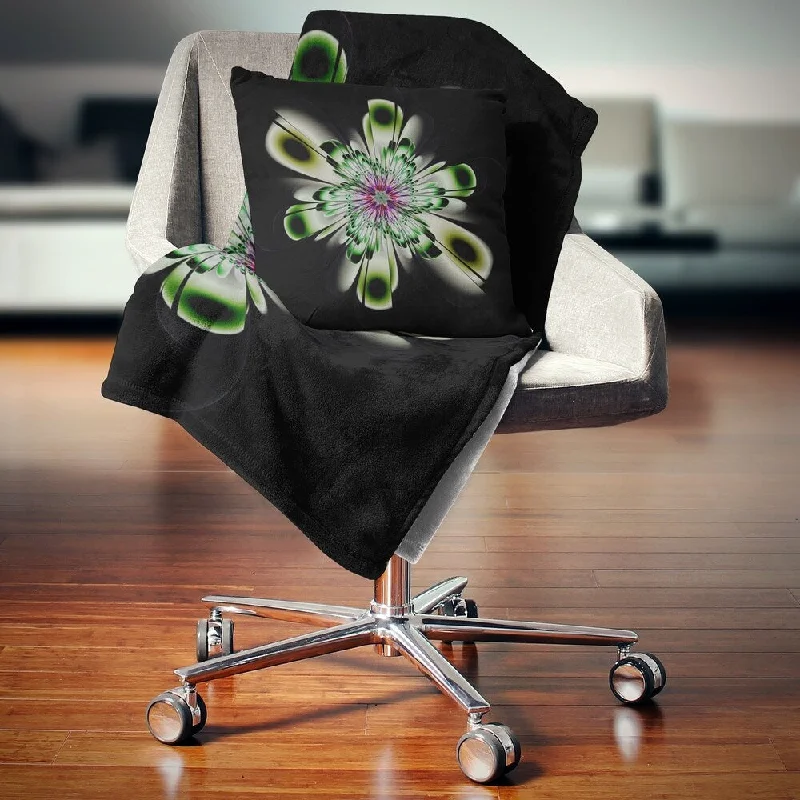 Queen - size blankets for standard - sized bedsQueen - size blankets for standard - sized bedsDesignart 'Shiny Crystal Light Green Fractal Flower' Floral Throw Blanket