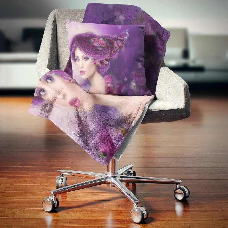 Recycled polyester blankets for an eco - conscious optionRecycled polyester blankets for an eco - conscious optionDesignart 'Woman with Purple Hair' Abstract Portrait Throw Blanket Recycled polyester blankets for an eco - conscious optionRecycled polyester blankets for an eco - conscious optionDesignart 'Woman with Purple Hair' Abstract Portrait Throw Blanket