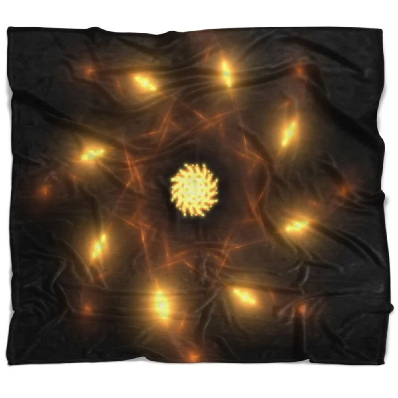 Cotton blankets for breathability and a lightweight feelCotton blankets for breathability and a lightweight feelDesignart 'Glowing Yellow Radial Fractal Flower Art' Floral Throw Blanket