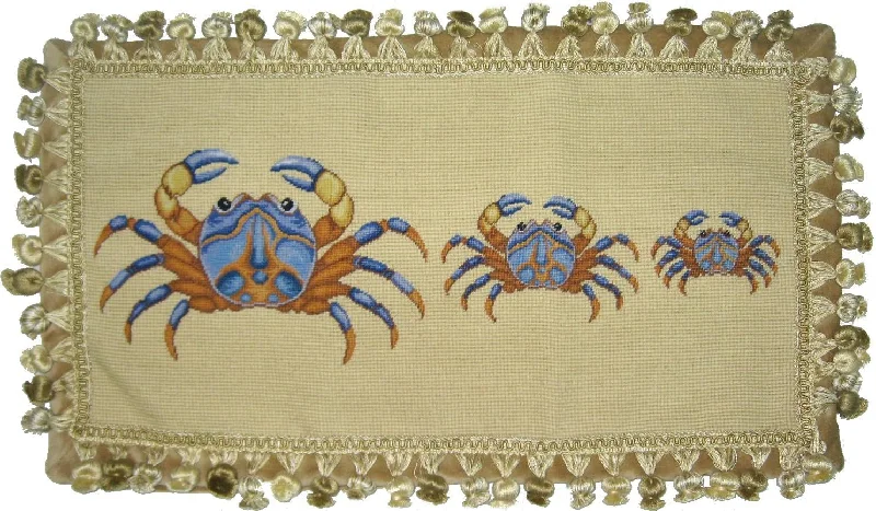 Lumbar Support Pillows for Car SeatsThree Blue Crabs Pettipoint Pillow 12 in. x 22 in. Lumbar Support Pillows for Car SeatsThree Blue Crabs Pettipoint Pillow 12 in. x 22 in.