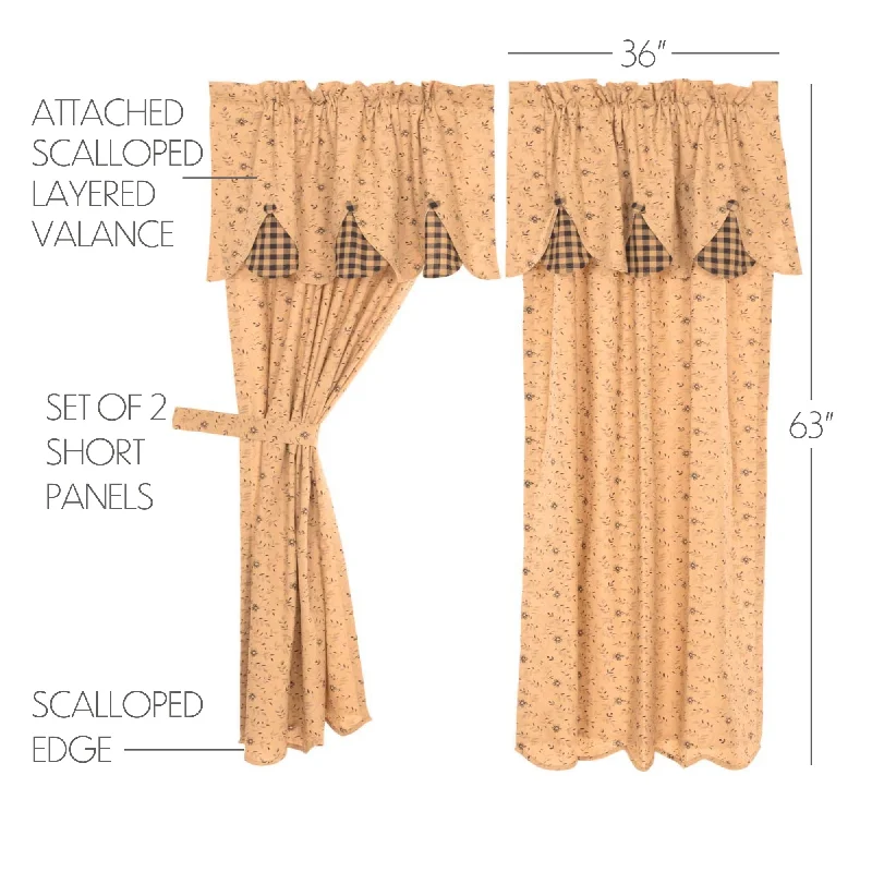Floral - printed bed skirts for a feminine touchMaisie Short Panel Attached Scalloped Layered Valance Set of 2 63x36 Floral - printed bed skirts for a feminine touchMaisie Short Panel Attached Scalloped Layered Valance Set of 2 63x36