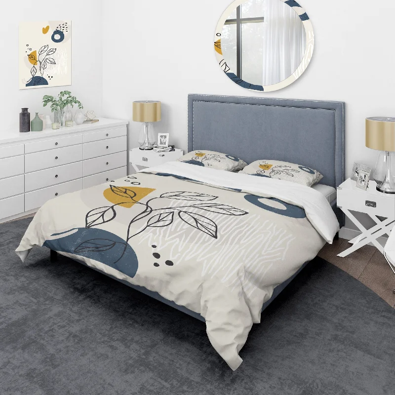 Cotton - filled comforters for a breathable and natural sleep experienceDesignart 'Vintage Boho Minimalistic Flowers II' Modern Duvet Cover Comforter Set Cotton - filled comforters for a breathable and natural sleep experienceDesignart 'Vintage Boho Minimalistic Flowers II' Modern Duvet Cover Comforter Set