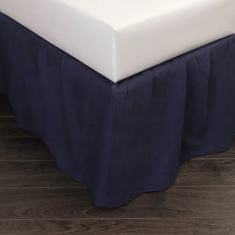 Bed skirts with a multi - colored patternBrighton Navy Cotton 3 Panels 24-inch Drop 3 Piece Tuck in Bed Skirt