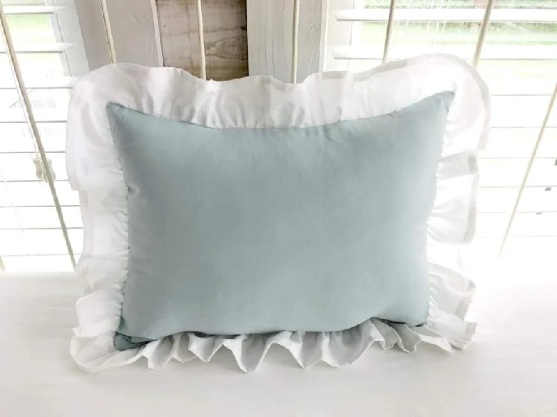 Bolster Pillows for Sofa DecorationMist and White Ruffled Crib Pillow