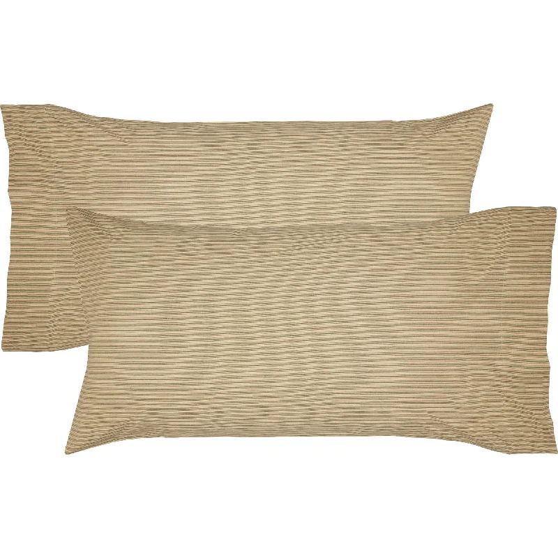 Bed skirts with a country - style patternPrairie Winds Green Ticking Stripe King Pillow Case Set of 2 21x40 Bed skirts with a country - style patternPrairie Winds Green Ticking Stripe King Pillow Case Set of 2 21x40