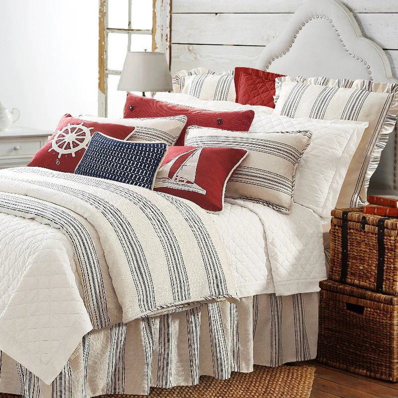 Bed skirts with a contemporary styleHiEnd Accents Prescott Stripe Ruffled Bed Skirt Bed skirts with a contemporary styleHiEnd Accents Prescott Stripe Ruffled Bed Skirt