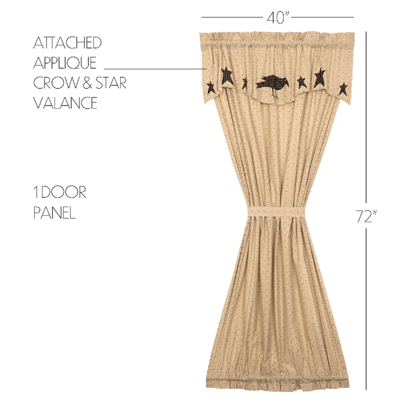 Bed skirts with a child - friendly printKettle Grove Door Panel with Attached Applique Crow and Star Valance 72x40