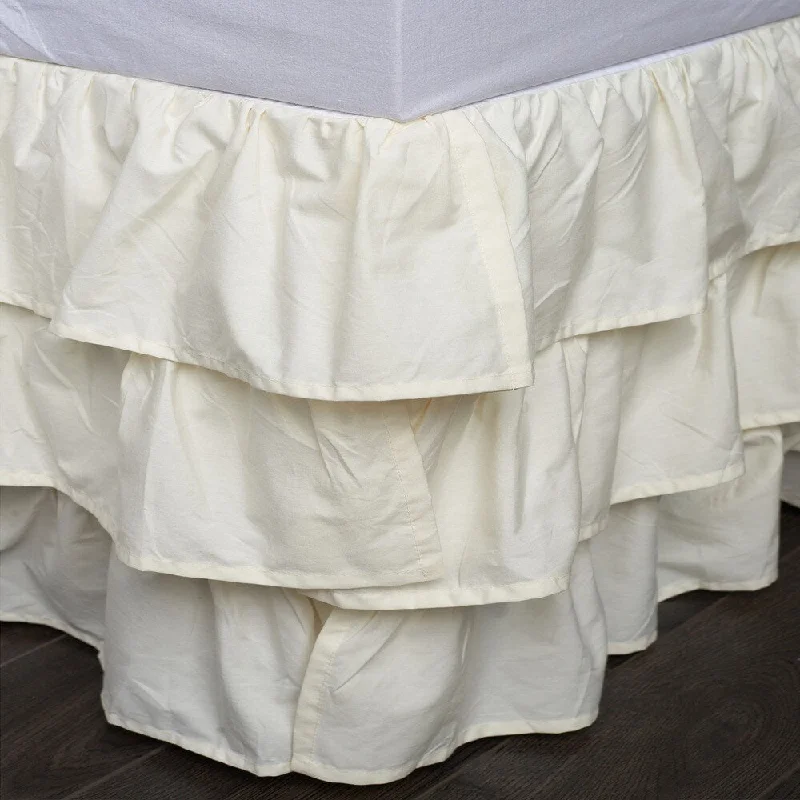 Bed skirts with a multi - colored patternFrench Ruffle Ivory Cotton 18-inch Drop 3 Piece Tuck in Bed Skirt Bed skirts with a multi - colored patternFrench Ruffle Ivory Cotton 18-inch Drop 3 Piece Tuck in Bed Skirt