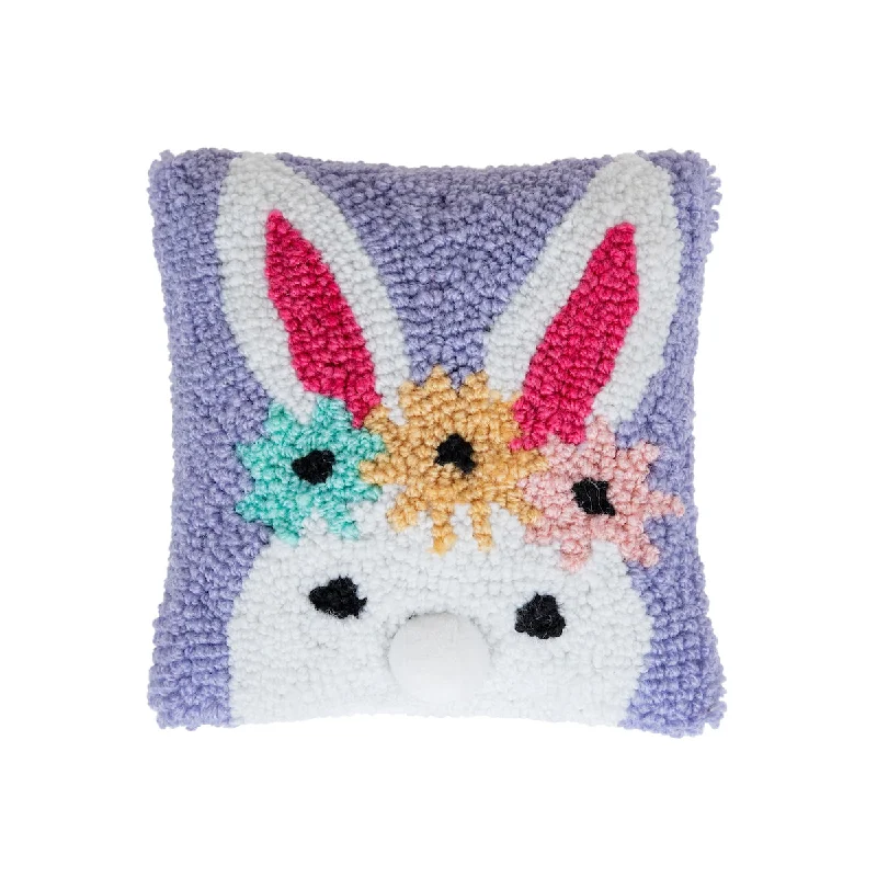 Kids Pillows with Fun DesignsFloral Bunny Hooked Mini Pillow