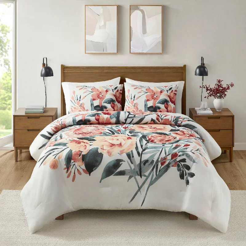 King - size comforters to fit large king - sized beds perfectlyMadison Park Junia 3 Piece Floral Cotton Comforter Set King - size comforters to fit large king - sized beds perfectlyMadison Park Junia 3 Piece Floral Cotton Comforter Set