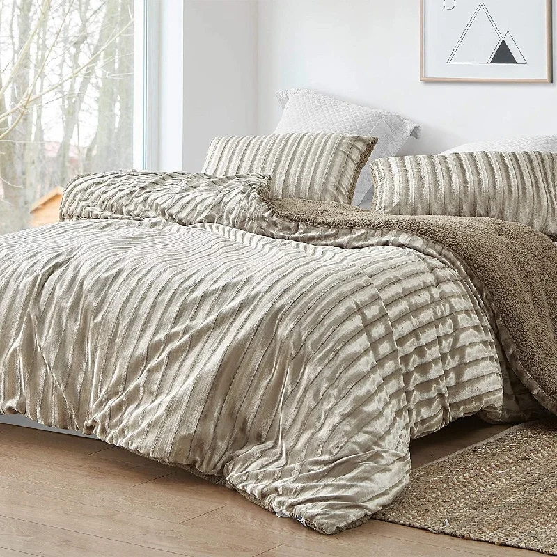 Synthetic - filled comforters like polyester for affordability and hypoallergenic propertiesVelvet Crush - Coma Inducer® Oversized Comforter Set - Ridged Silvery Beige Synthetic - filled comforters like polyester for affordability and hypoallergenic propertiesVelvet Crush - Coma Inducer® Oversized Comforter Set - Ridged Silvery Beige