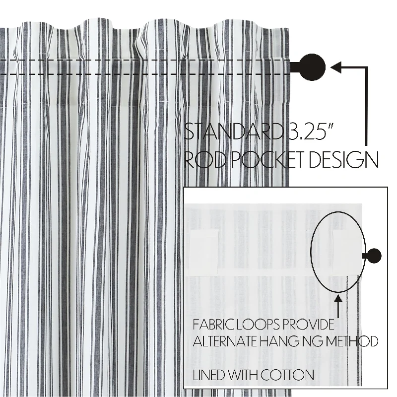 Bed skirts with a jacquard weave for a textured lookSawyer Mill Black Ticking Stripe Panel Set of 2 84x40 Bed skirts with a jacquard weave for a textured lookSawyer Mill Black Ticking Stripe Panel Set of 2 84x40