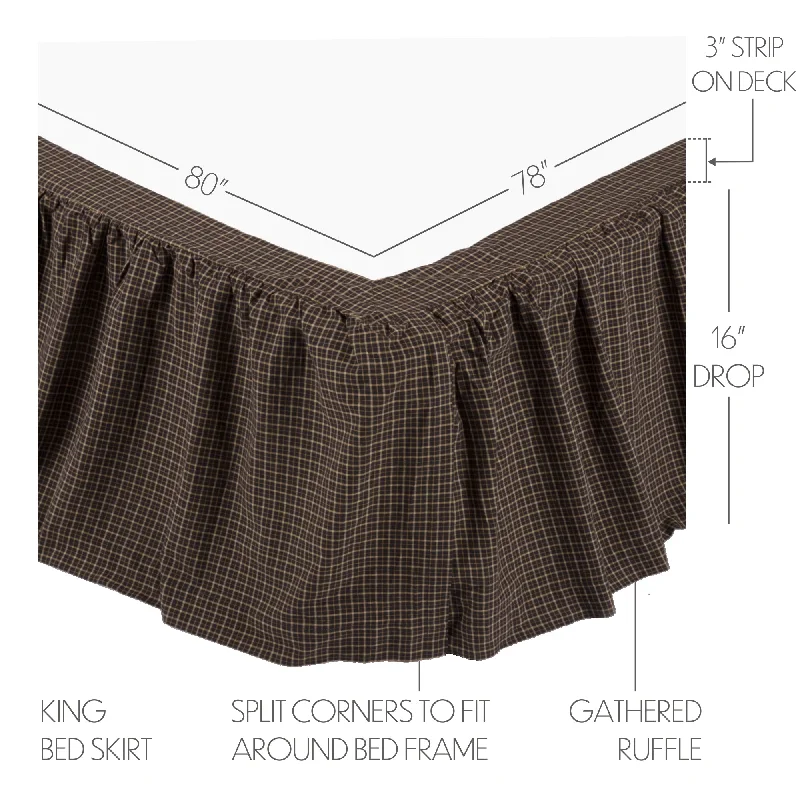 Bed skirts with a soft fleece lining for added comfortKettle Grove King Bed Skirt 78x80x16 Bed skirts with a soft fleece lining for added comfortKettle Grove King Bed Skirt 78x80x16