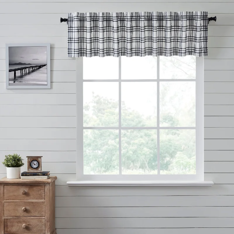 Bed skirts with a geometric cut - out designSawyer Mill Black Plaid Valance 16x90