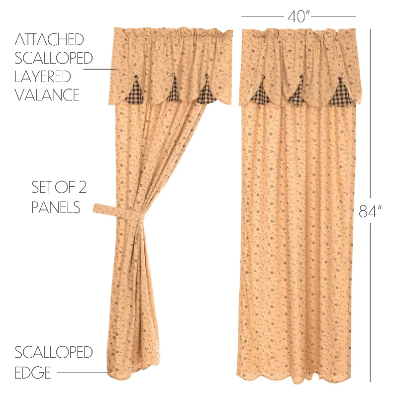 Bed skirts with a high - thread count for a quality feelMaisie Panel with Attached Scalloped Layered Valance Set of 2 84x40 Bed skirts with a high - thread count for a quality feelMaisie Panel with Attached Scalloped Layered Valance Set of 2 84x40