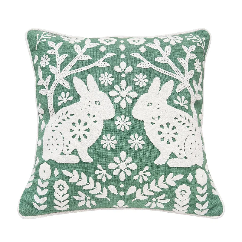 Plush Pillows for a Cozy BedWoodland Spring Bunny Pillow