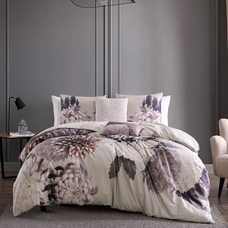 Down - filled comforters for supreme warmth and lightnessBebejan Dahlia Purple 100% Cotton 5-Piece Reversible Comforter Set Down - filled comforters for supreme warmth and lightnessBebejan Dahlia Purple 100% Cotton 5-Piece Reversible Comforter Set