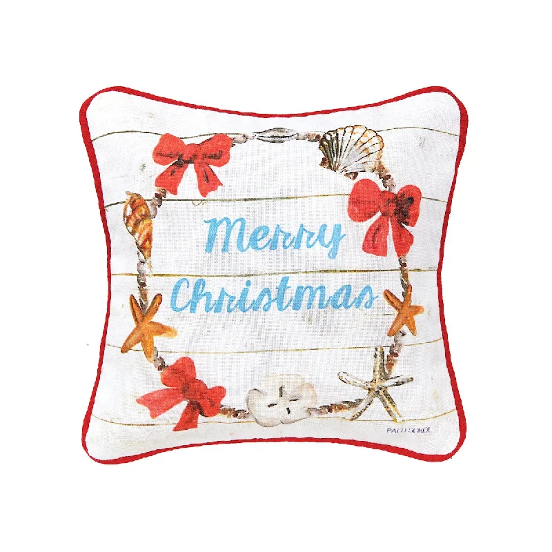 Cooling Pillows for Hot SleepersMerry Christmas Shell Wreath Mini Pillow