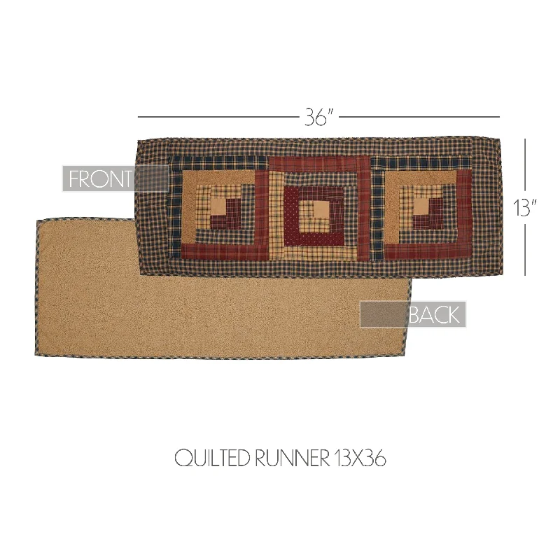 Bed skirts with a jacquard weave for a textured lookMillsboro Runner Log Cabin Block Quilted 13x36 Bed skirts with a jacquard weave for a textured lookMillsboro Runner Log Cabin Block Quilted 13x36