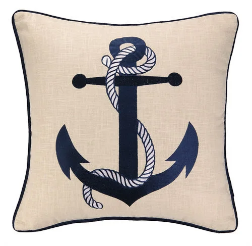 Back Support Pillows for Office ChairsBlue Anchor Embroidered Pillow 20"