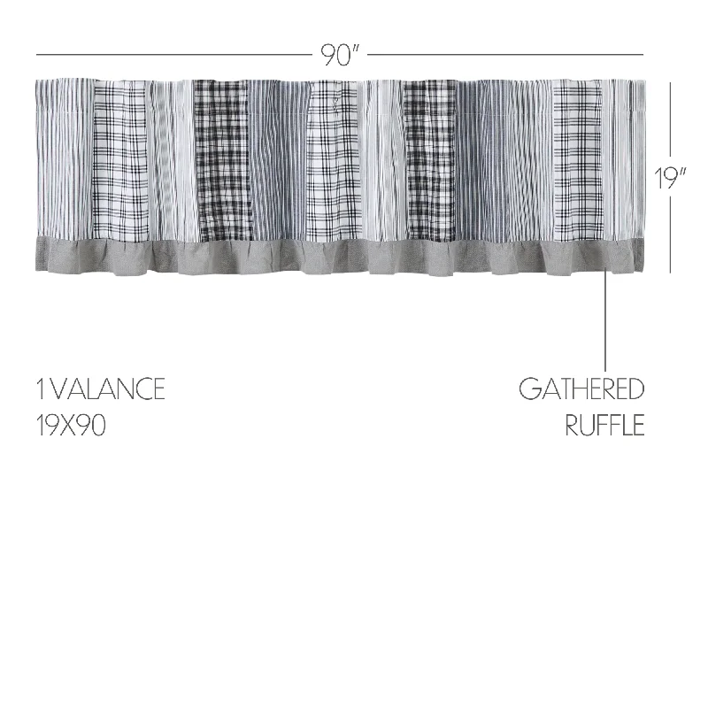 Bed skirts with a scalloped hem for a charming detailSawyer Mill Black Patchwork Valance 19x90 Bed skirts with a scalloped hem for a charming detailSawyer Mill Black Patchwork Valance 19x90