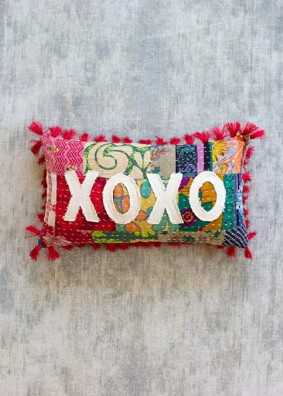 Soft and Fluffy Pillows for Bedroom ComfortKalalou NRV2253 Xoxo Kantha Pillow