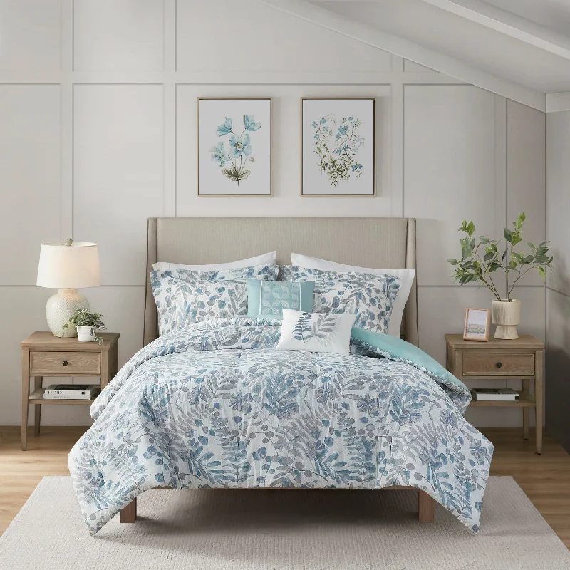 Cotton - filled comforters for a breathable and natural sleep experienceMadison Park Kairi 5 Piece Botanical Floral Seersucker Comforter Set Cotton - filled comforters for a breathable and natural sleep experienceMadison Park Kairi 5 Piece Botanical Floral Seersucker Comforter Set