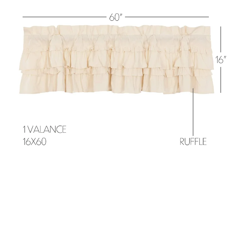 King - size bed skirts in solid colorsMuslin Ruffled Unbleached Natural Valance 16x60 King - size bed skirts in solid colorsMuslin Ruffled Unbleached Natural Valance 16x60