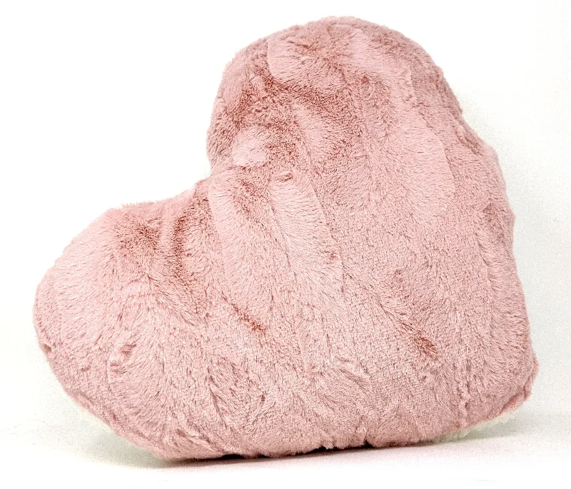 Plush Pillows for a Cozy BedTache Faux Fur Pink White Heart Shape Throw Pillow (#7)