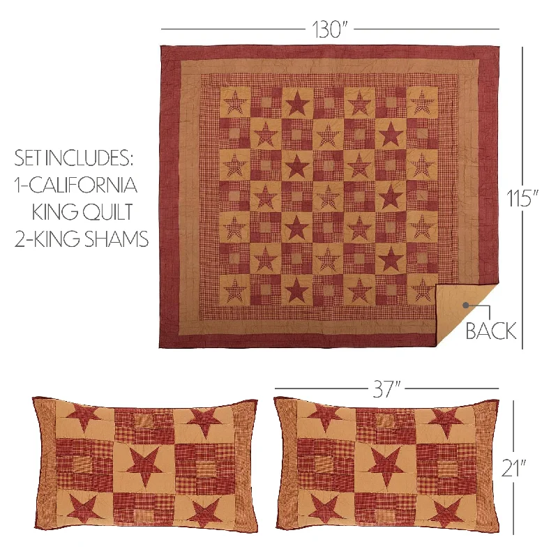 California king bed skirts for a larger bedNinepatch Star California King Quilt Set; 1-Quilt 130Wx115L w/2 Shams 21x37 California king bed skirts for a larger bedNinepatch Star California King Quilt Set; 1-Quilt 130Wx115L w/2 Shams 21x37