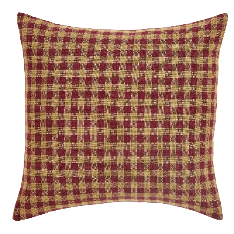 Square Pillows for Modern Home DecorBurgundy Check Fabric Pillow 16 inch