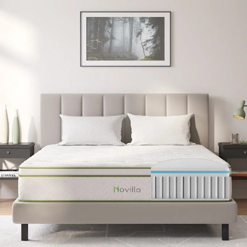 Natural latex and organic cotton blend mattressesNovilla 12-inch Cool Gel Memory Foam Hybrid Mattress Natural latex and organic cotton blend mattressesNovilla 12-inch Cool Gel Memory Foam Hybrid Mattress