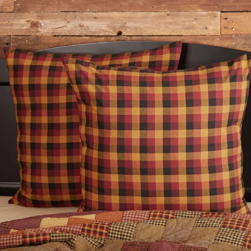 Travel Pillows for Long JourneysHeritage Farms Primitive Check Fabric Euro Sham 26x26 VHC Brands