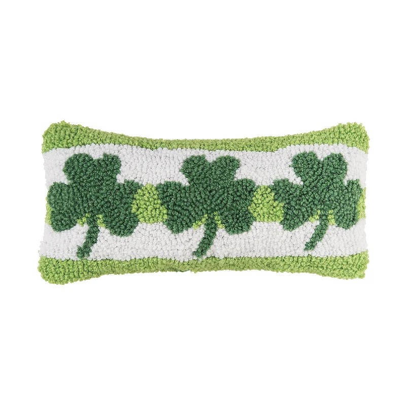 Square Pillows for Modern Home DecorClover Trio Hooked Mini Pillow