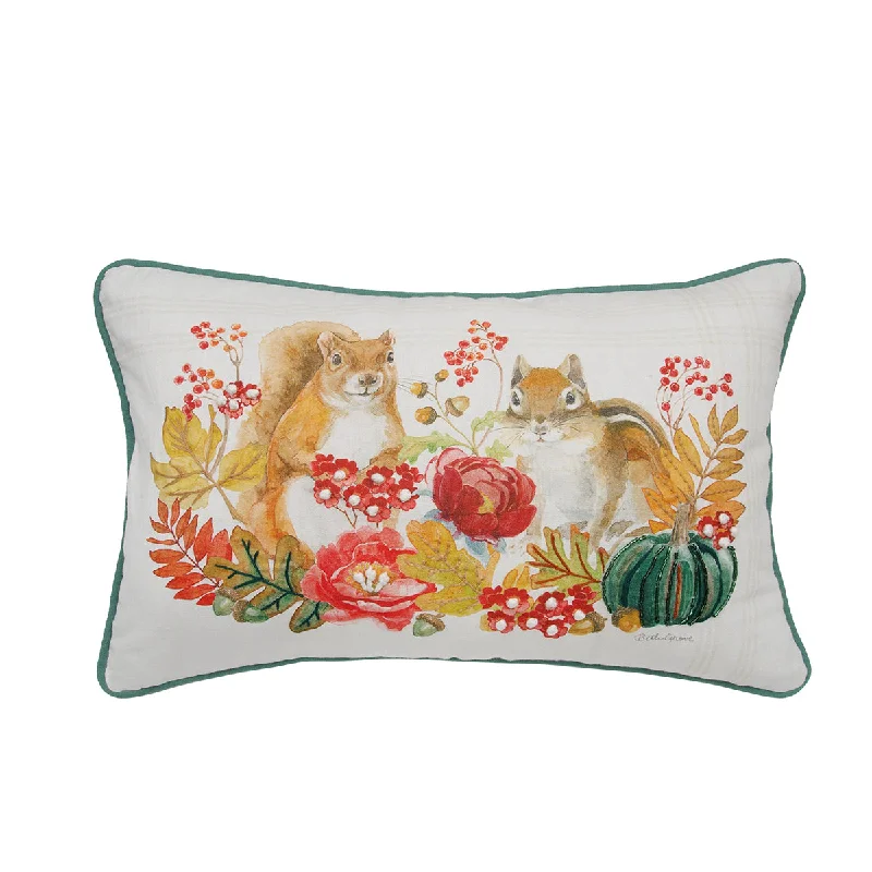 Velvet Pillows for a Touch of EleganceSquirrel & Chipmunk Harvest Pillow