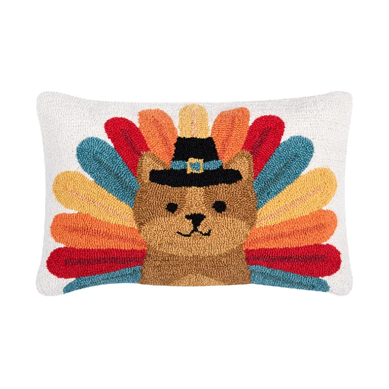 Square Pillows for Modern Home DecorTurkey Cat Hooked Pillow