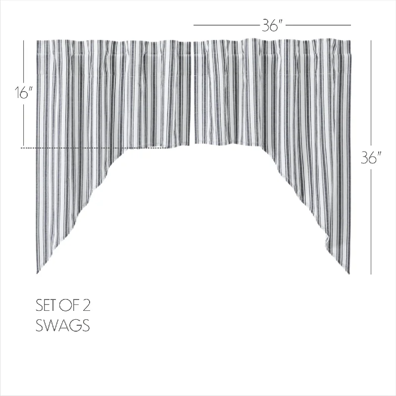 Bed skirts with a beach - themed printSawyer Mill Black Ticking Stripe Swag Set of 2 36x36x16 Bed skirts with a beach - themed printSawyer Mill Black Ticking Stripe Swag Set of 2 36x36x16
