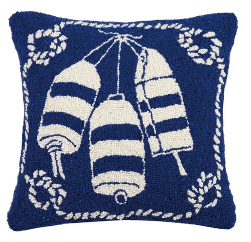 Soft and Fluffy Pillows for Bedroom ComfortBuoys Nautical Hooked Pillow 18 in.