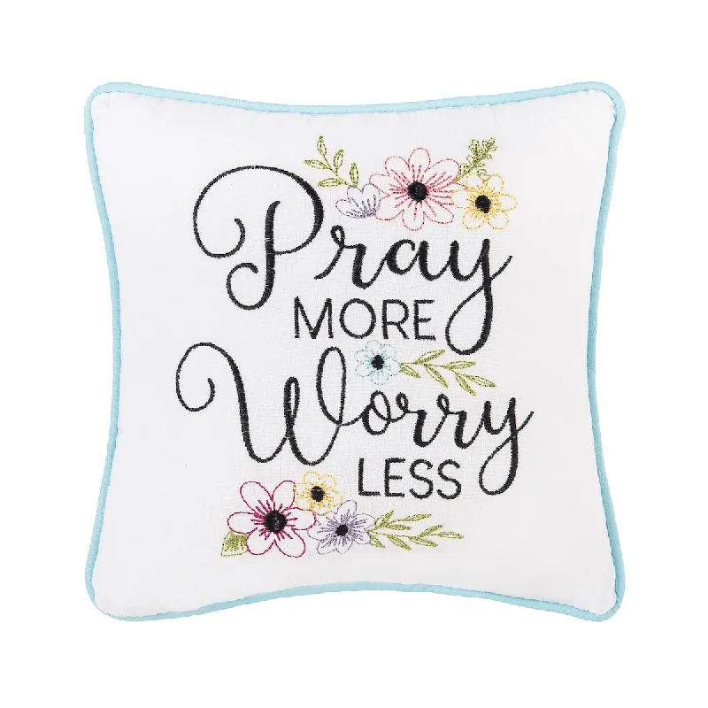 Round Pillows for Boho-Style InteriorsPray More Worry Less Mini Pillow